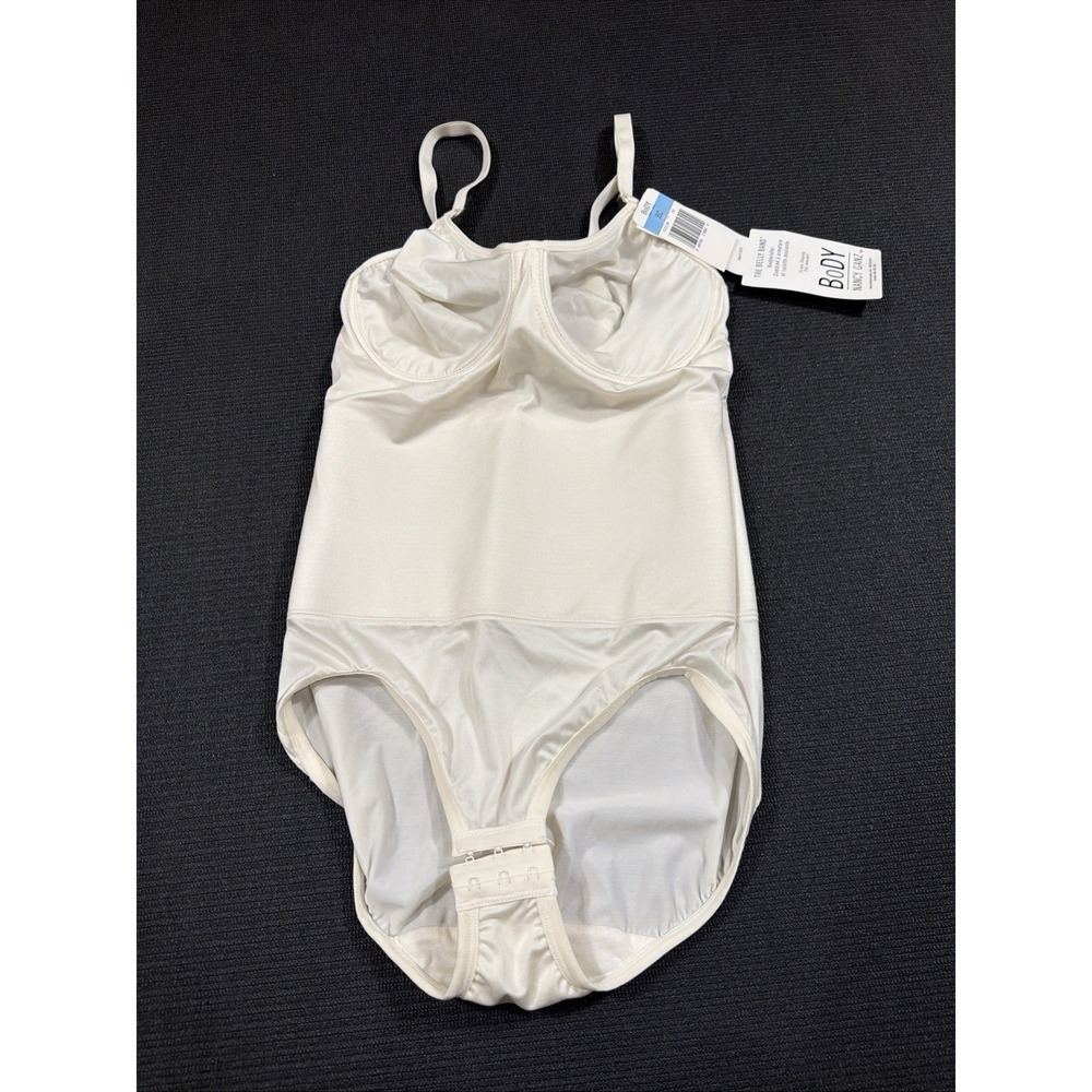 New Nancy Ganz One Piece Shapewear Bodysuit Cream 36C The Belly Band